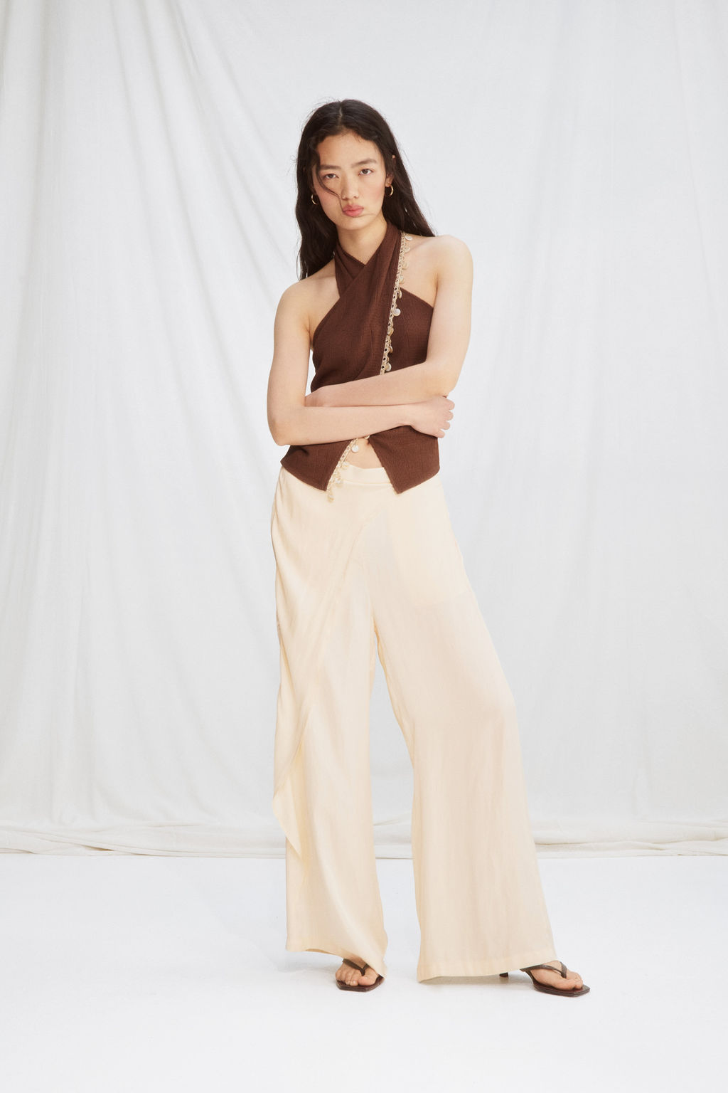 Pantal?n de sat?n con detalle cruzado - H&m фото 5