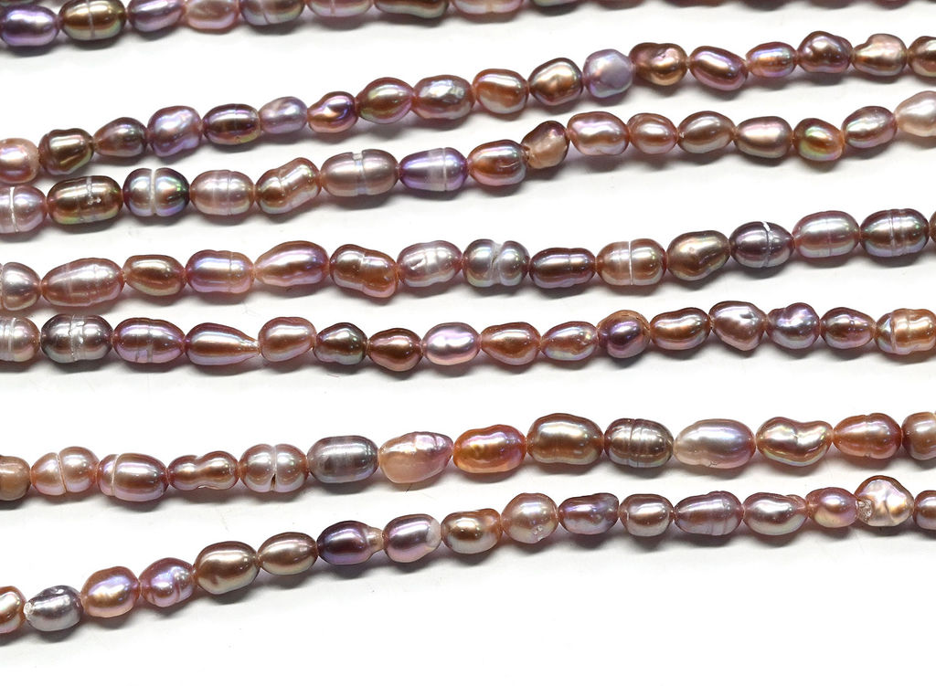 Бусины жемчуг овал 3,5*5мм цвет розовый, 32см, 65 бусин Радуга камня