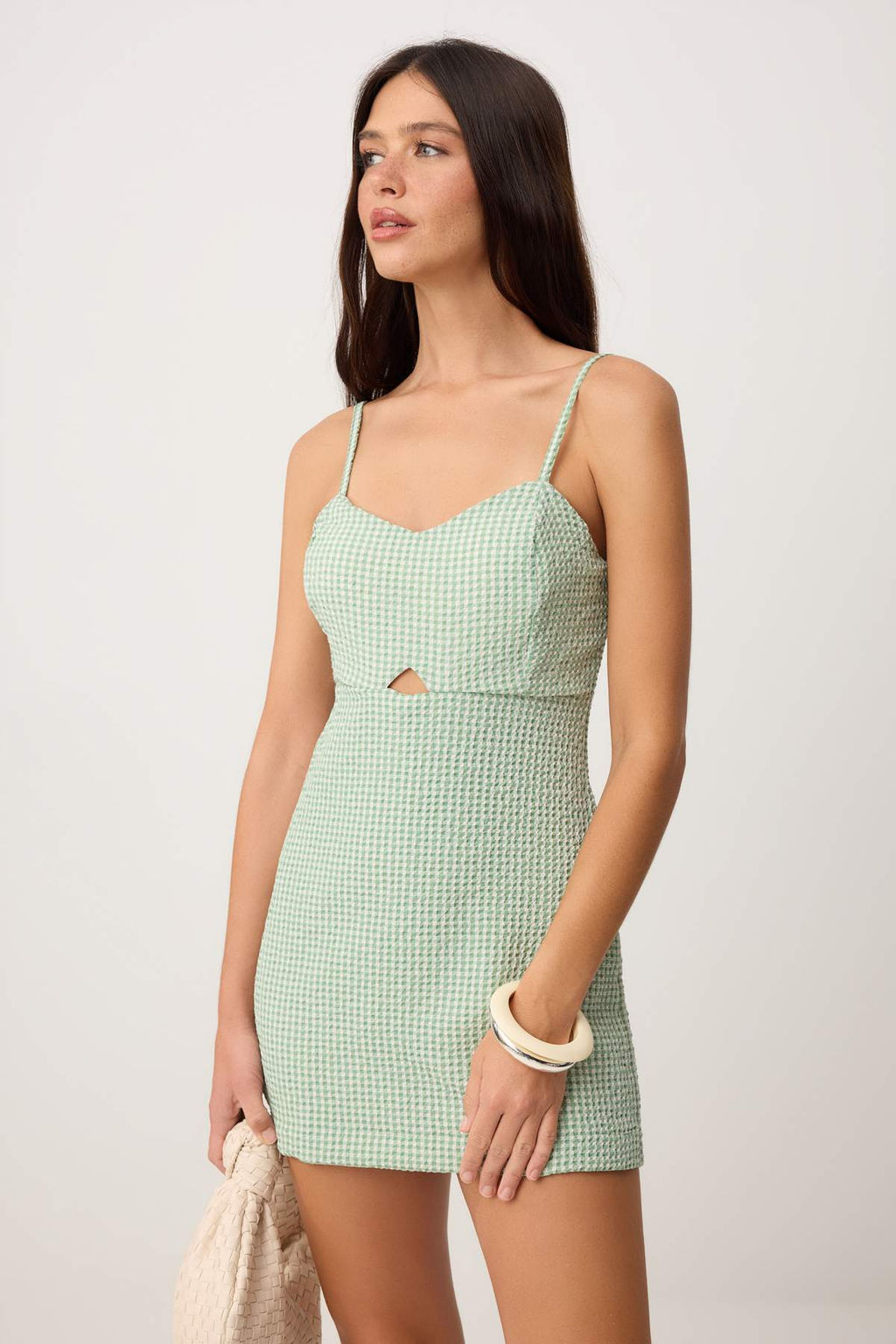 TRENDYOLMILLA Yesil Kareli Pencere Detayl? Ask?l? Mini Dokuma Tulum TWOSS22TU0277  фото 25