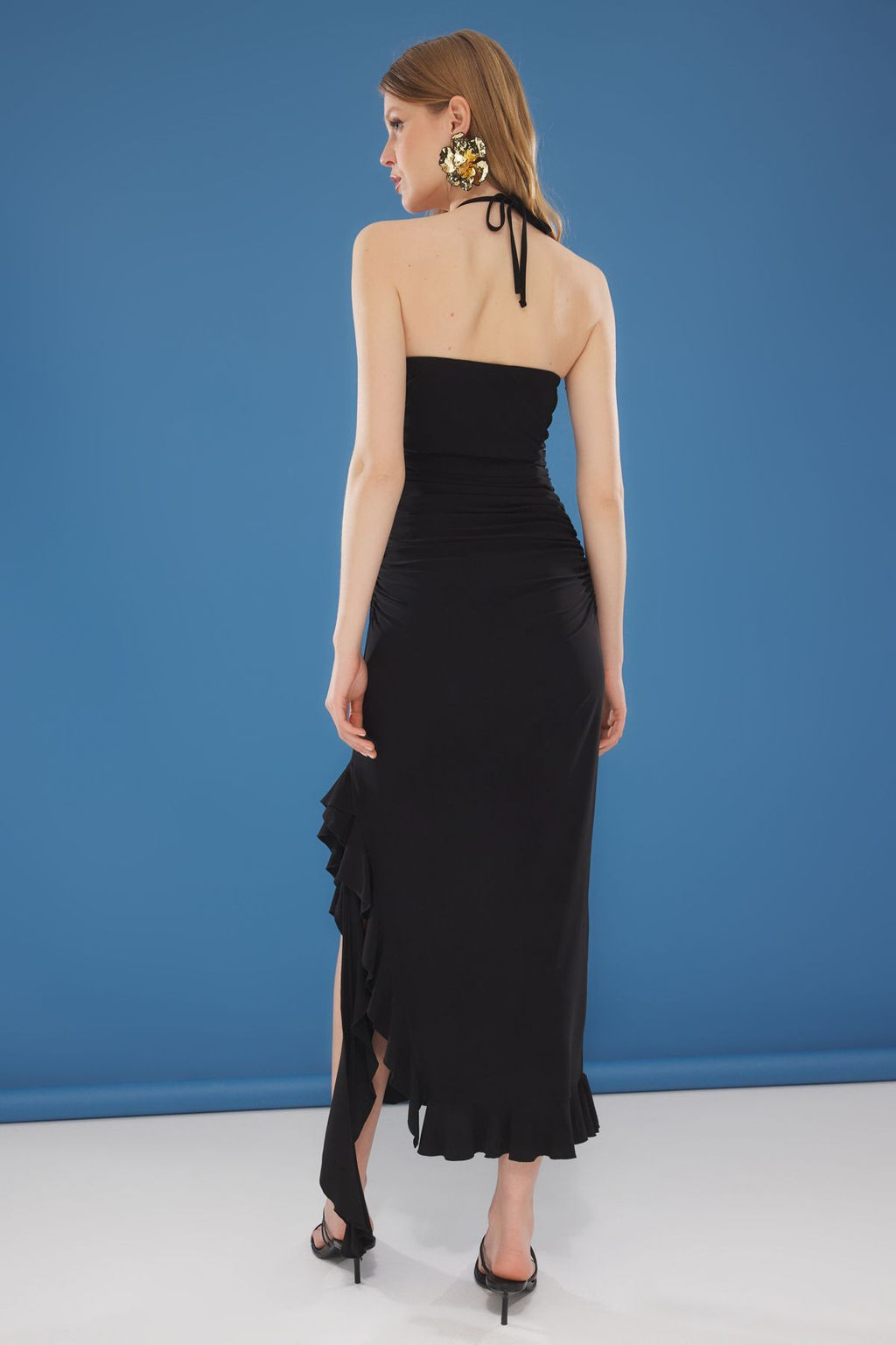 Bordo Ask?l? Buzgulu Y?rtmacl? F?rf?rl? Bodycone/Vucuda Oturan Maxi Orme Elbise TWOSS25EL00228 - Trendyolmilla фото 9