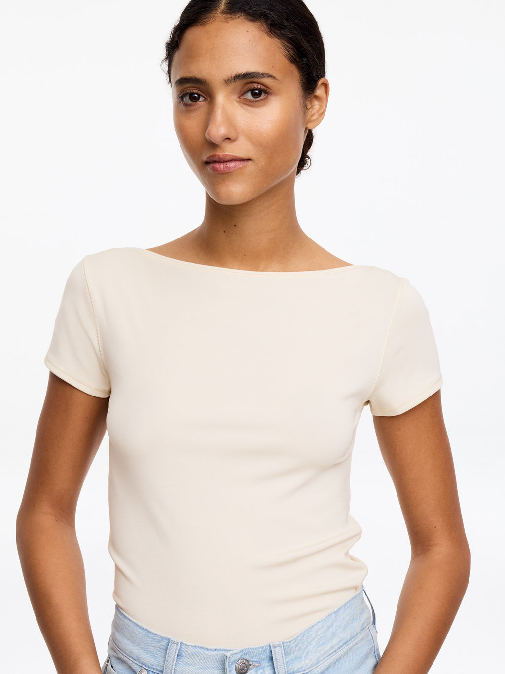 Camiseta el?stica con cuello barco - H&m фото 6