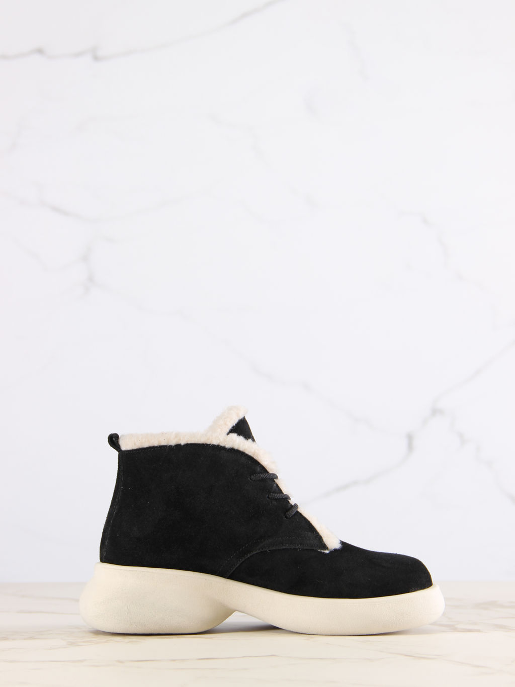 Ботинки 308.927bе.Черный замша+бежевый/Шерсть