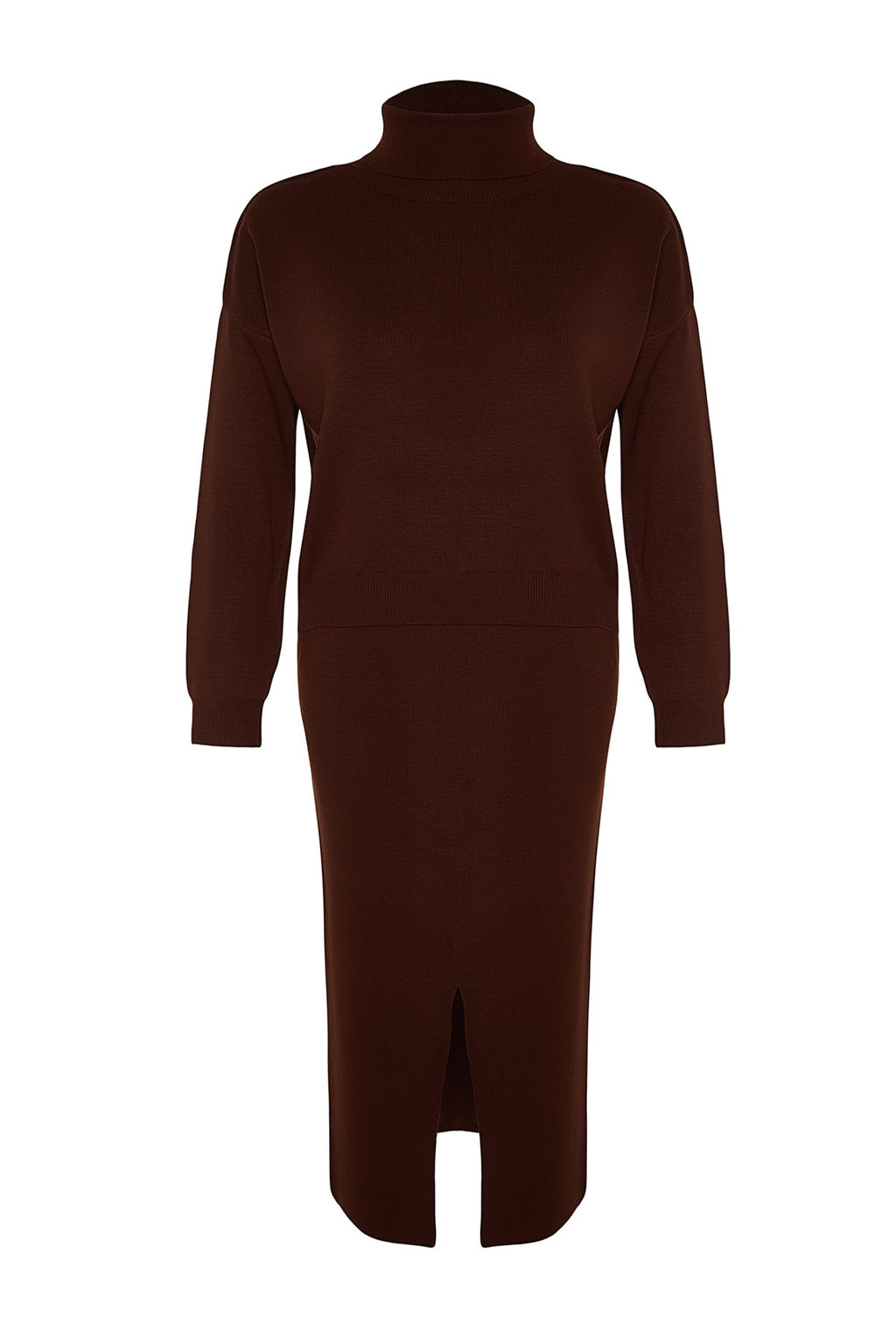 Kahverengi Bal?kc? Yaka Etekli Triko Alt-Ust Tak?m TWOAW24AU00035 - Trendyolmilla фото 8