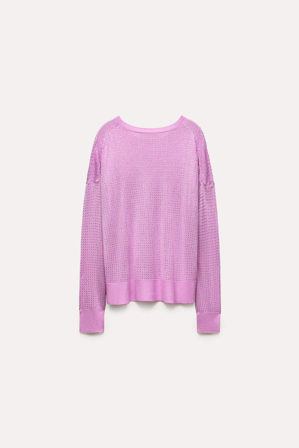 FINE KNIT TOP WITH RHINESTONE DETAIL - Zara фото 21