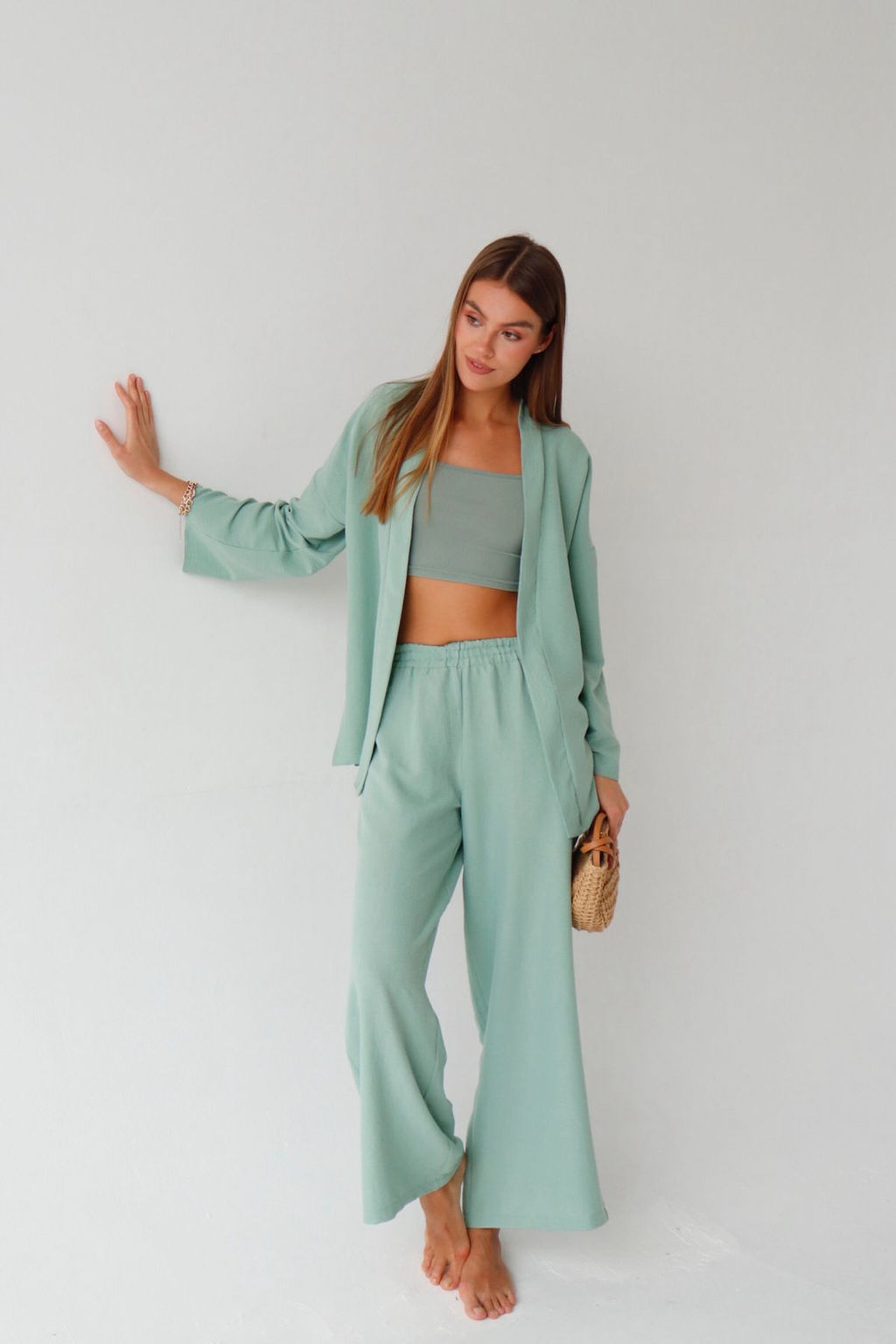 9363 Костюм из кимоно и брюк-палаццо в цвете мята - Martichelli фото 12