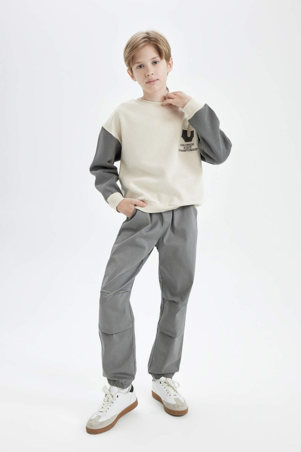 Erkek Cocuk Bagc?kl? Beli ve Pacas? Lastikli Cepli Jogger Gabardin Pantolon - Defacto фото 2