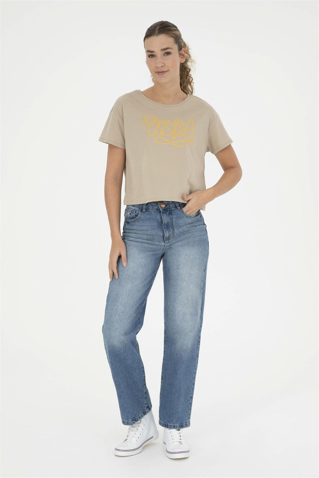 Женская футболка светло-хаки - U.s. polo assn фото 4