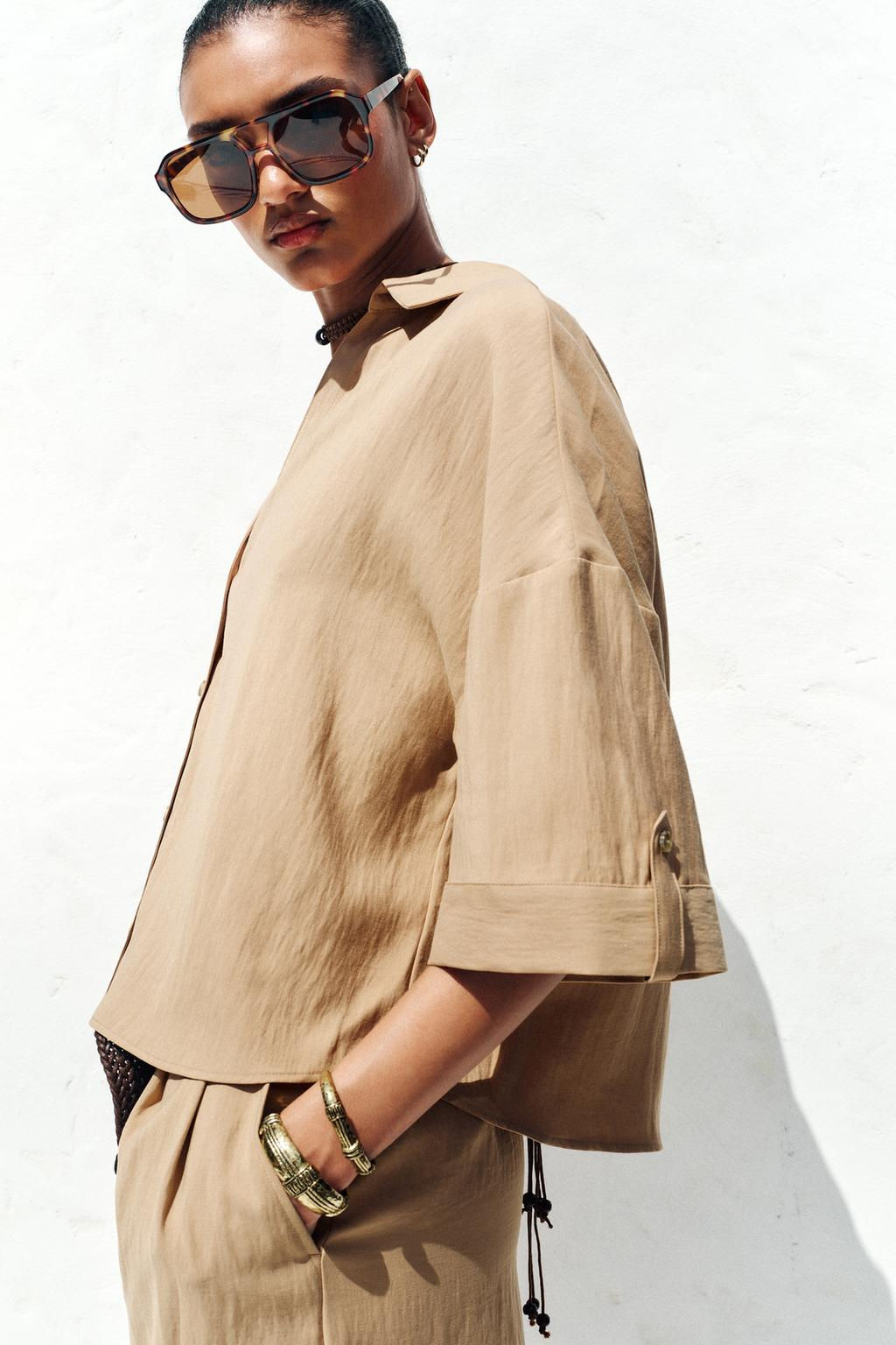 WIDE SHORT SLEEVE SHIRT - Zara фото 10