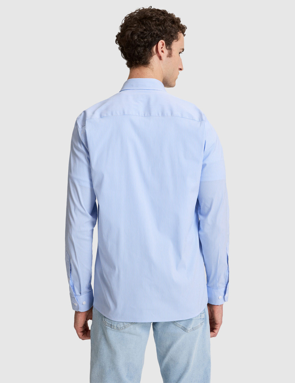 Mavi _izgili Slim Fit Uzunkollu G_mlek