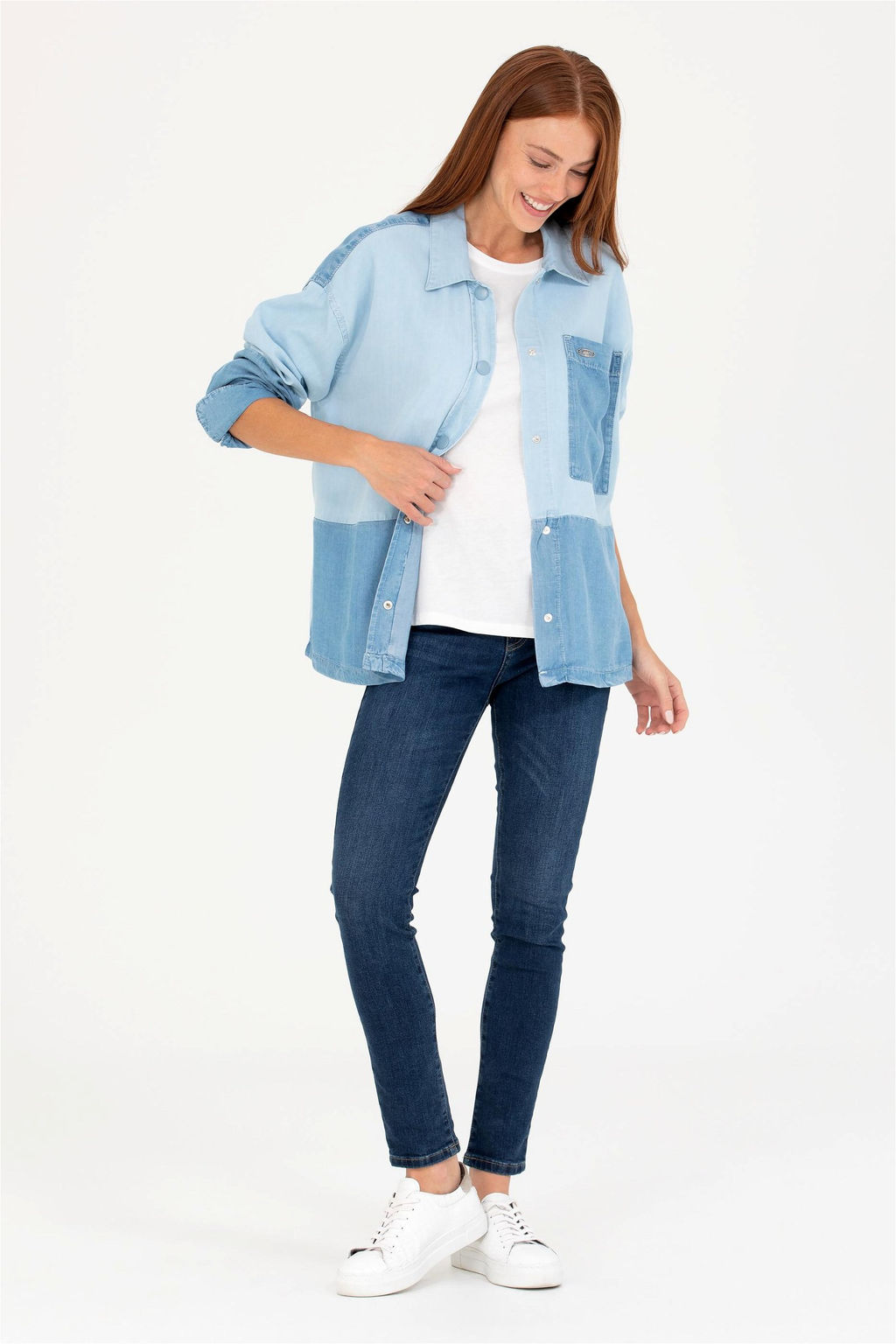 Женская синяя джинсовая рубашка - U.s. polo assn фото 11