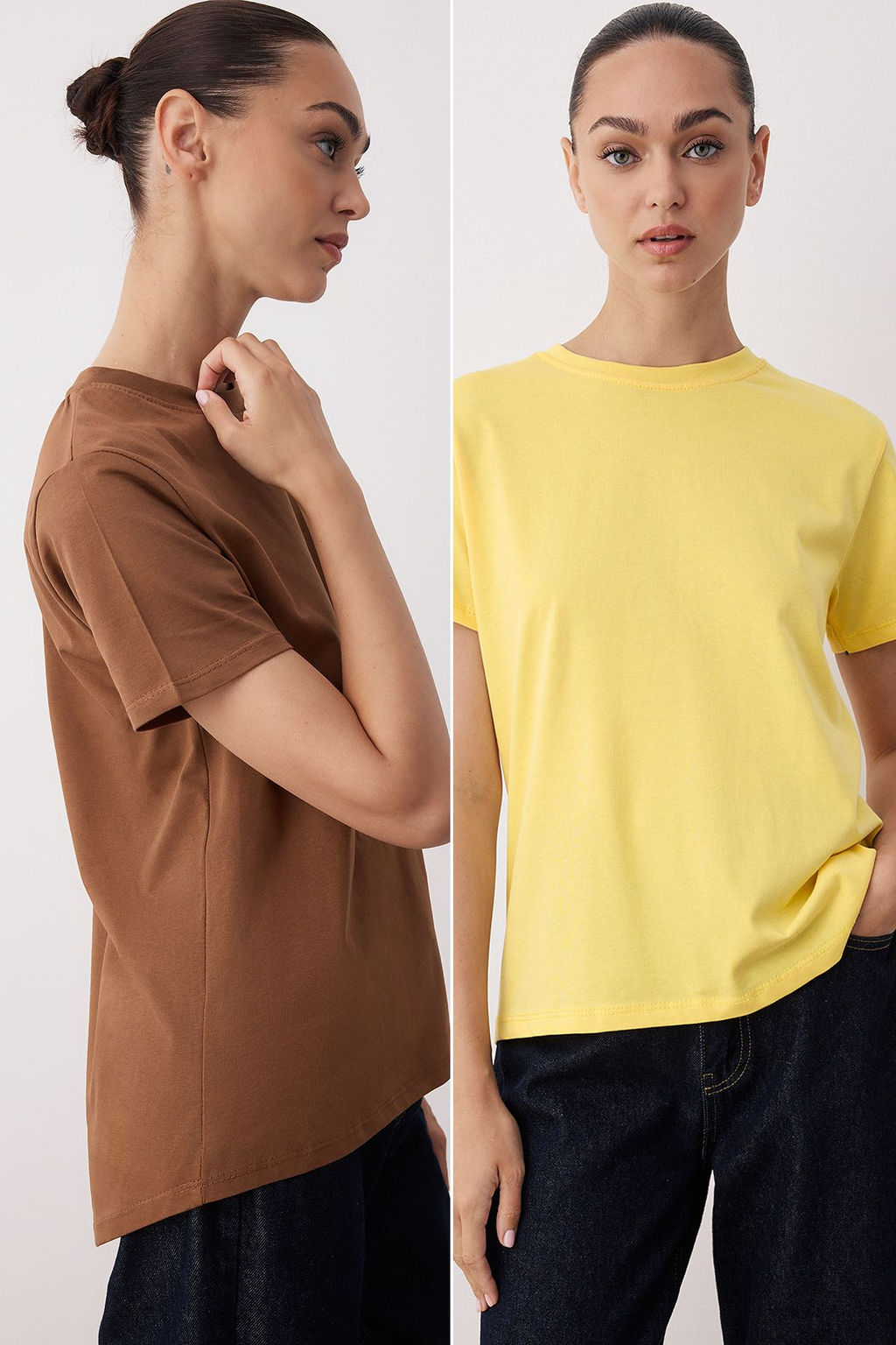 Siyah-Beyaz %100 Pamuk Arkas? Uzun Orme T-Shirt TWOAW26TS00008