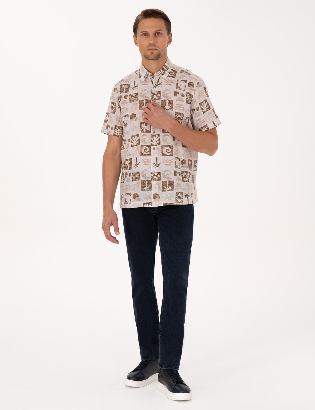 Kahverengi Comfort Fit K_sa Kollu G_mlek - Pierre cardin фото 4