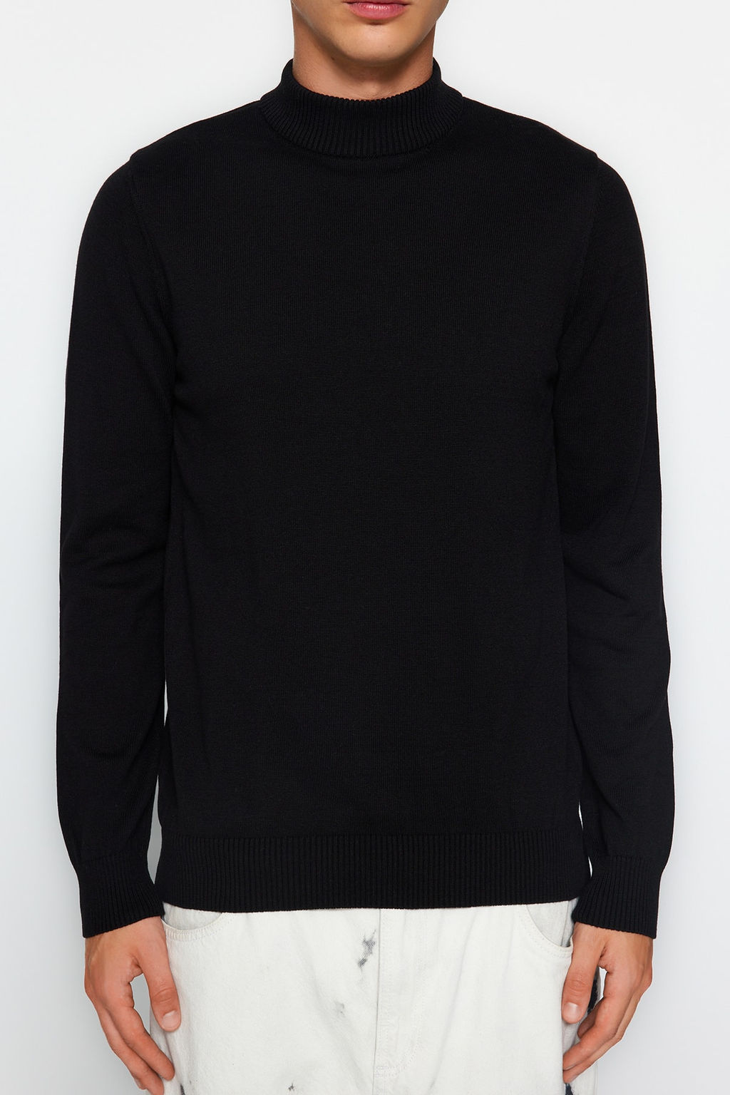 TRENDYOL MAN Ekru Slim Fit Pamuklu Yar?m Bal?kc? Yaka %100 Pamuk Basic Kazak TMNAW22KZ1293 - Trendyolmilla фото 9