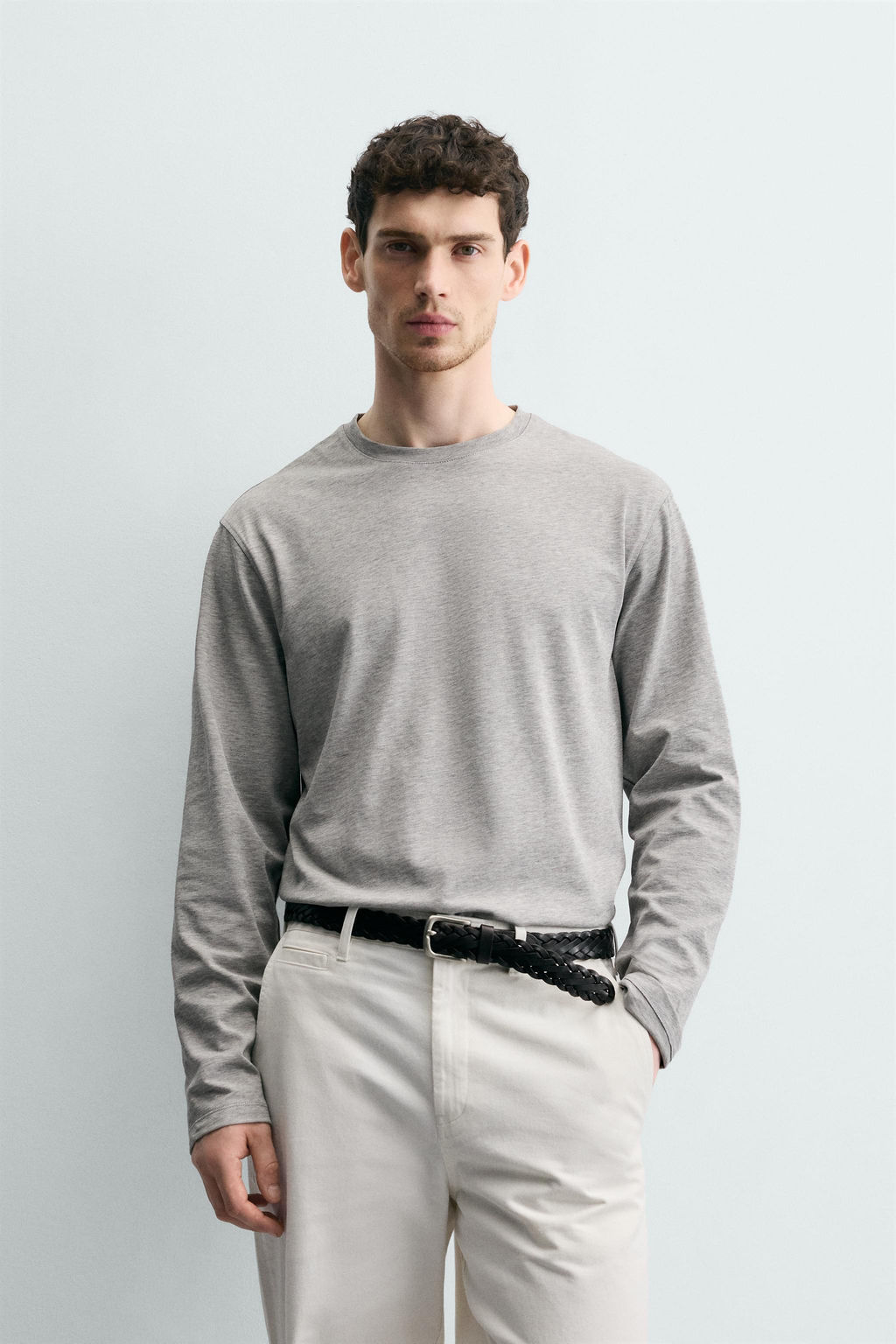 CAMISETA MEDIUM WEIGHT MANGA LARGA / Gris vigor? - Zara фото 2