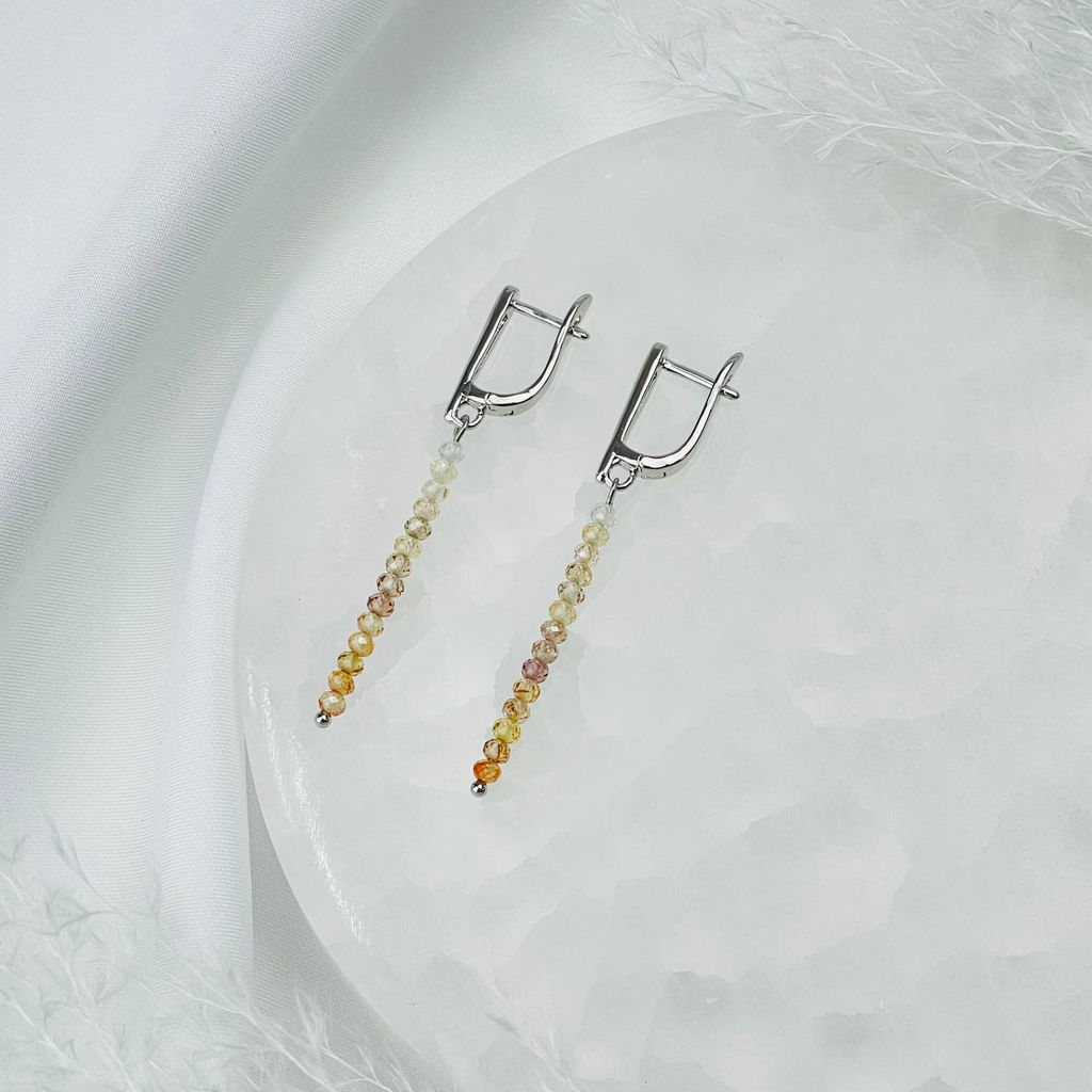 Серьги длинные из натурального Циркона