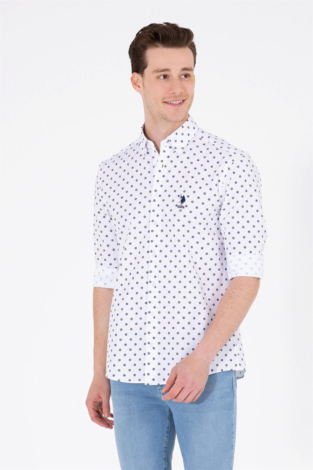 Мужская белая рубашка с длинным рукавом - U.s. polo assn фото 8