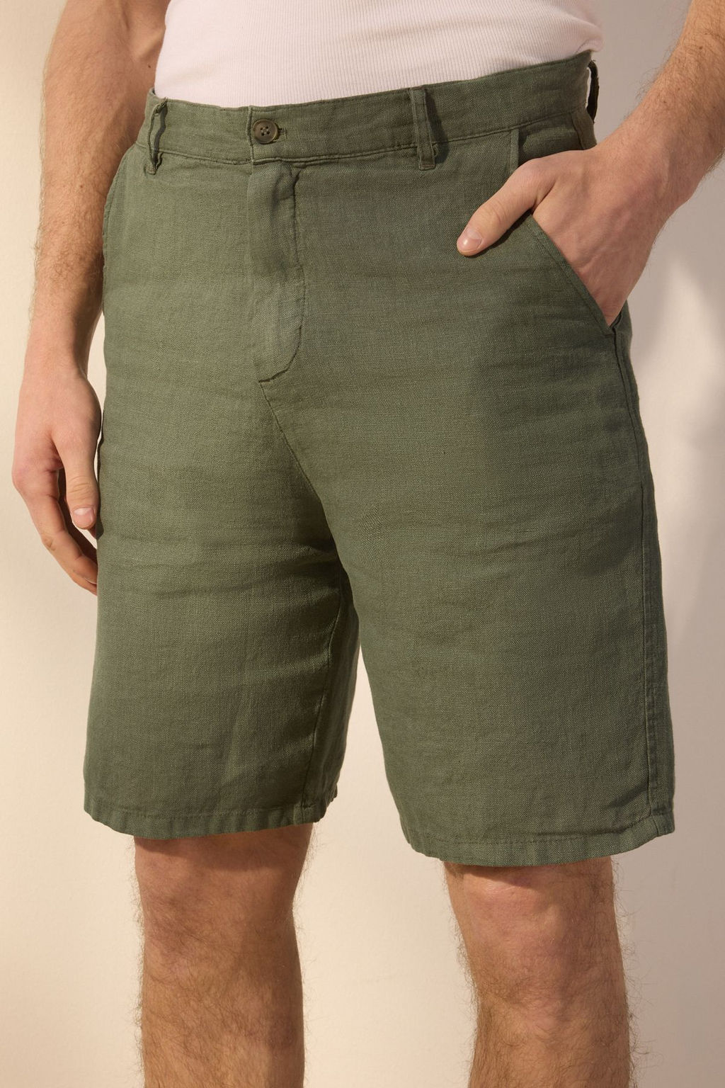 Haki %100 Keten Regular Fit Sort&Bermuda TMNSS25SR00049