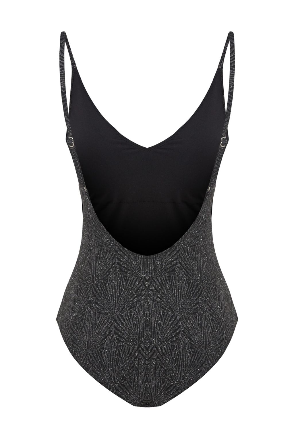 Siyah V Yaka S?rt Dekolteli Simli Normal Paca Mayo TBESS23MA00222