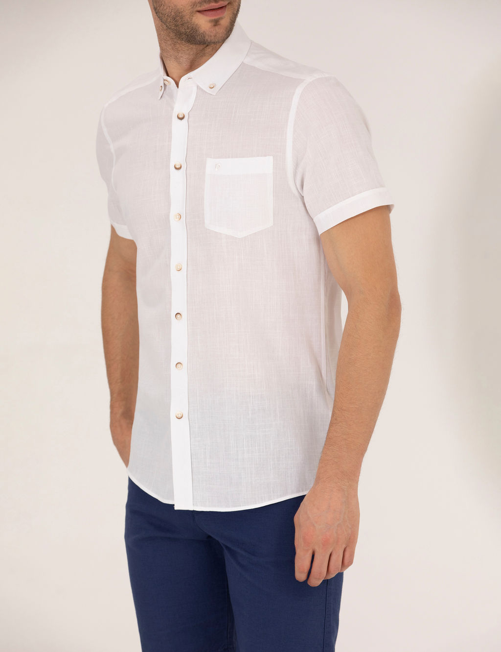 Beyaz Regular Fit K_sa Kollu G_mlek