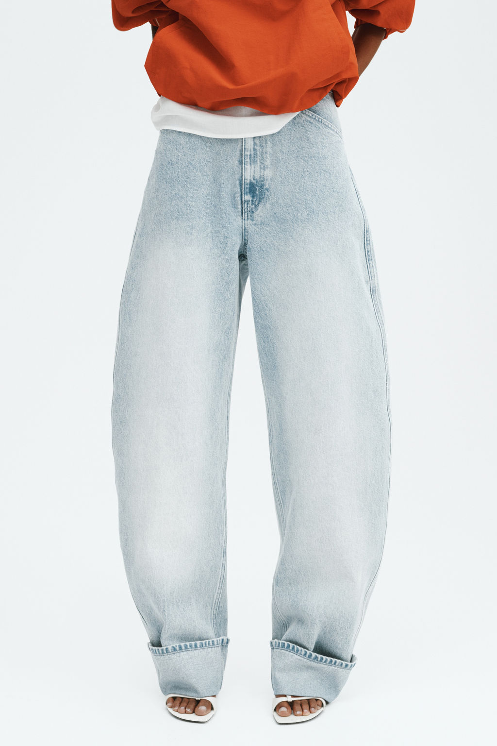 Barrel Leg Regular Waist Jeans - H&m фото 7