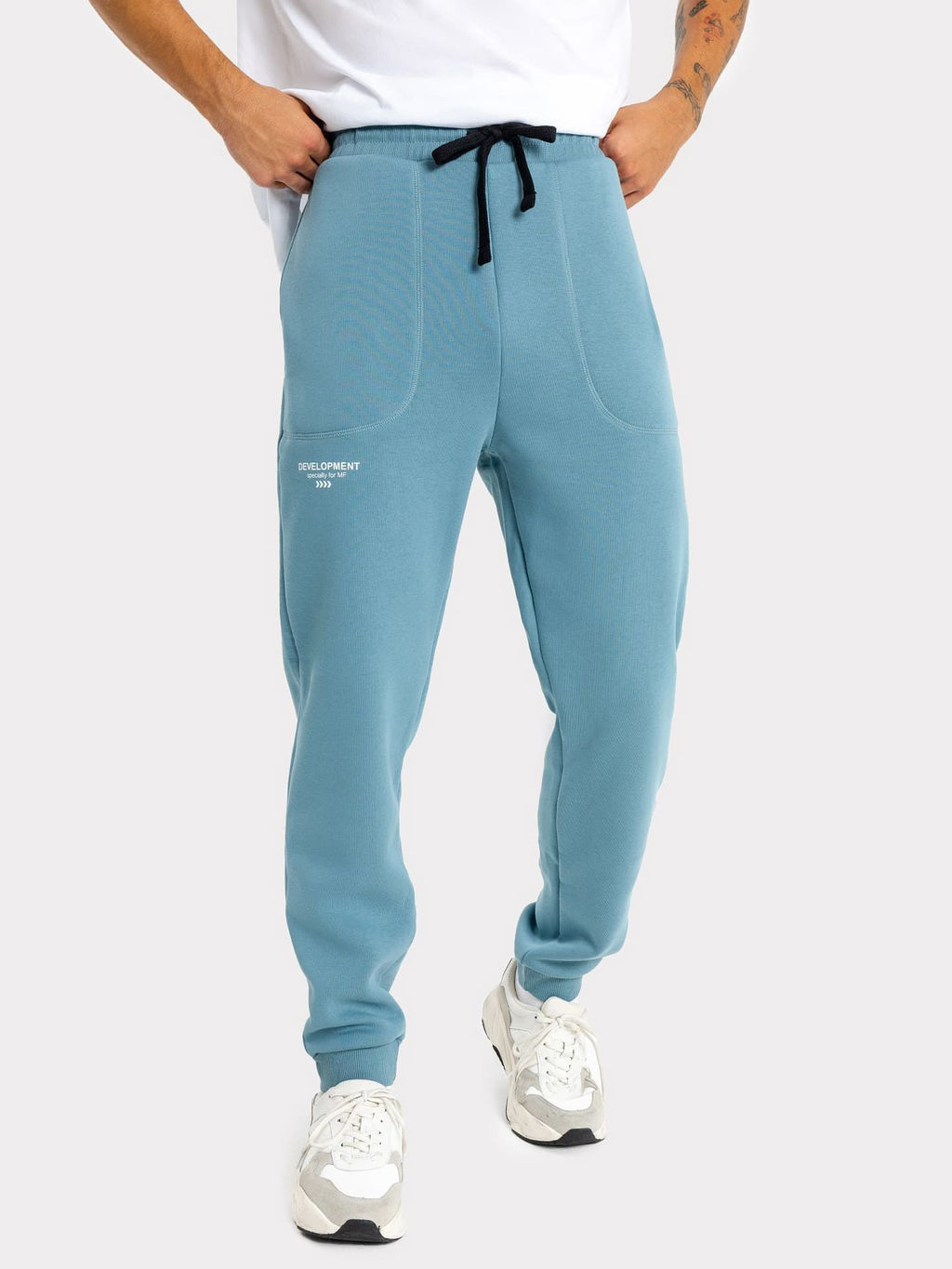 Брюки мужские в сине-сером оттенке сине -серый +печать 181226