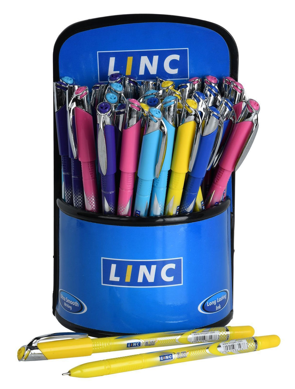 Цена за 2 шт. Ручка шариковая Linc GLISS синяя 0,7 мм, ассорти круглый корпус, игольчатый наконечник