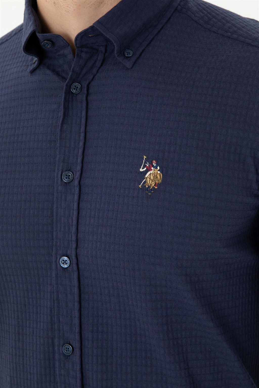 U. S. Polo Assn / Мужская темно-синяя рубашка с длинным рукавом - U.s. polo assn фото 7