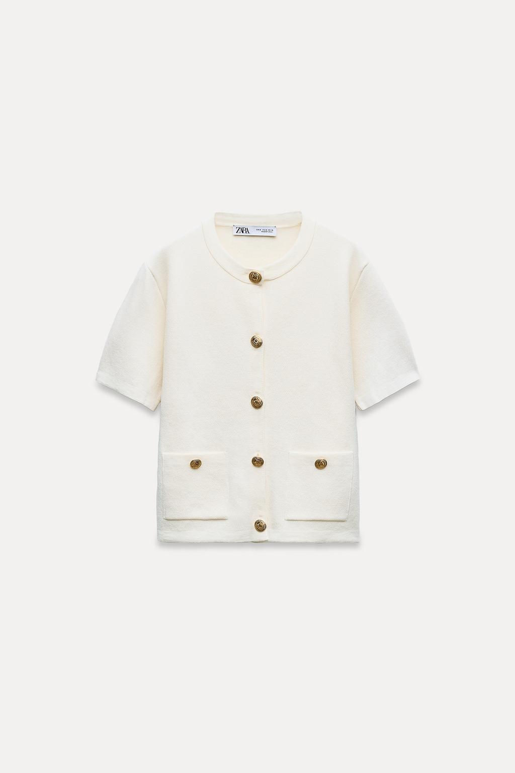 PLAIN KNIT SHORT SLEEVE CARDIGAN - Zara фото 3