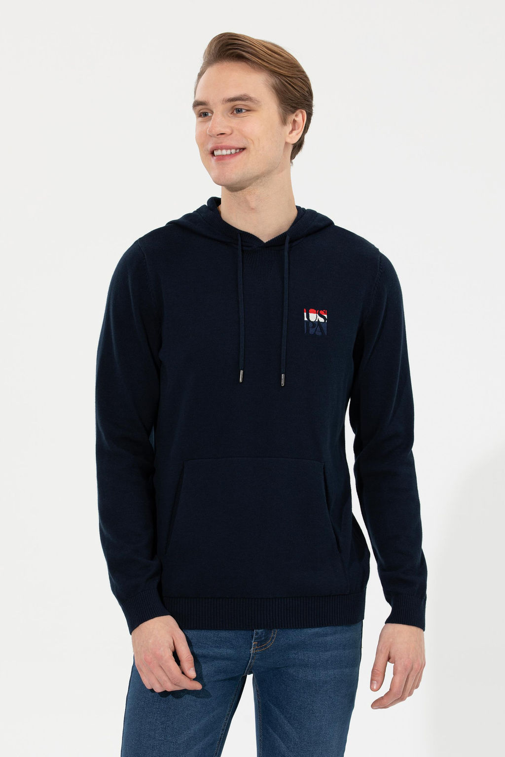 U. S. Polo Assn Мужской темно-синий трикотажный свитер с капюшоном - U.s. polo assn фото 16