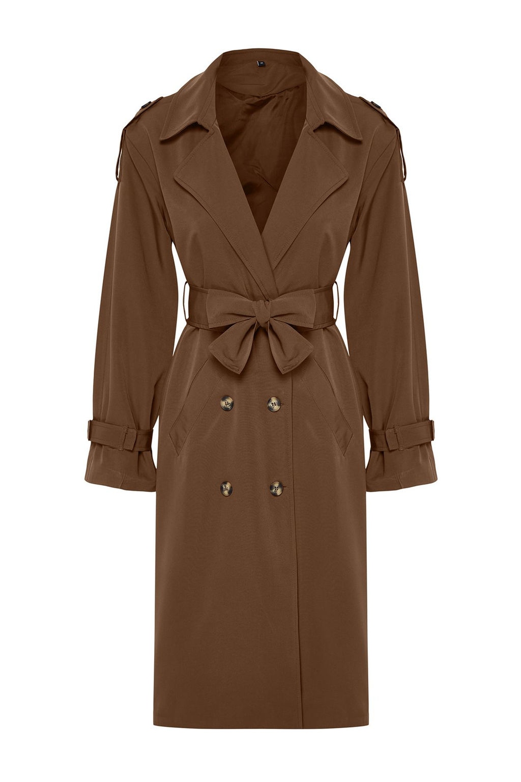 Trendyolmilla Haki Kemerli Ruzgarl?k Detayl? Su Itici Uzun Trenckot TWOSS21TR0005  фото 76