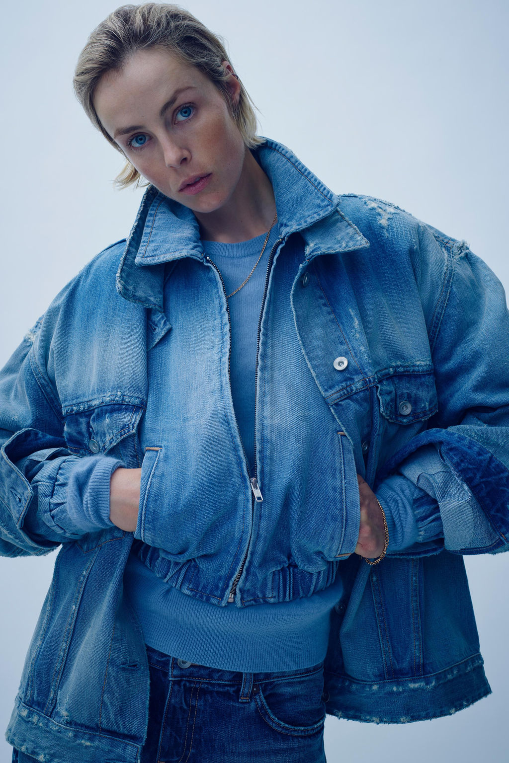 TRF DENIM BOMBER JACKET - Zara фото 2