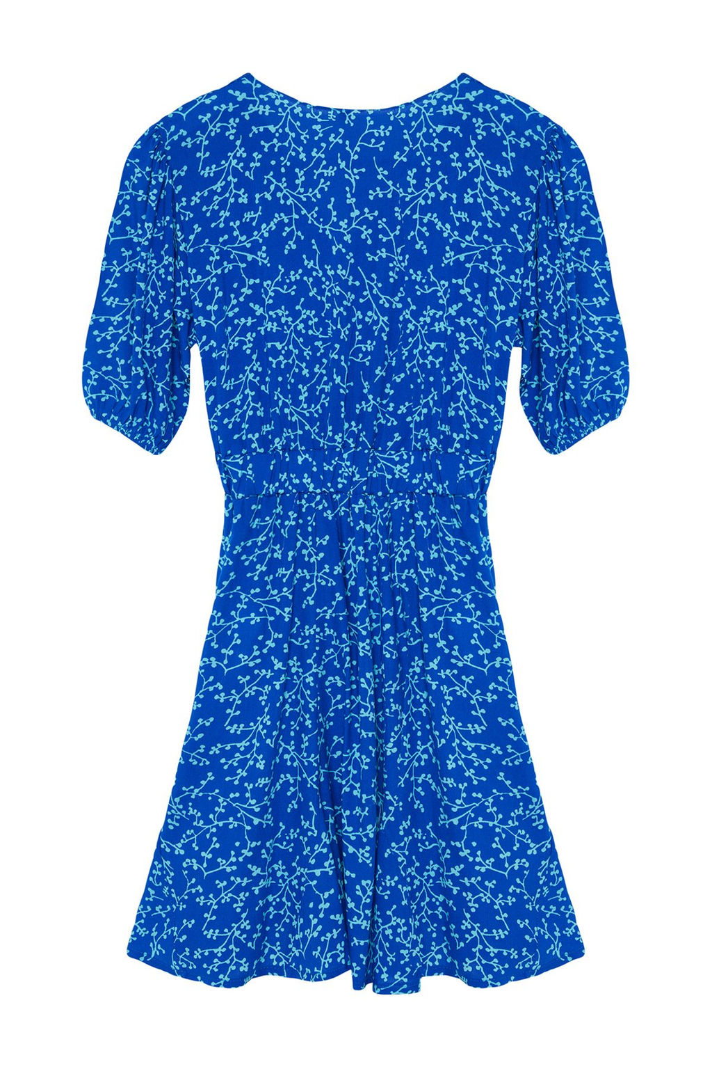 Pembe Cicekli Mini Skater Form Kruvaze Yaka Dokuma Elbise TWOSS24EL01074 - Trendyolmilla фото 14