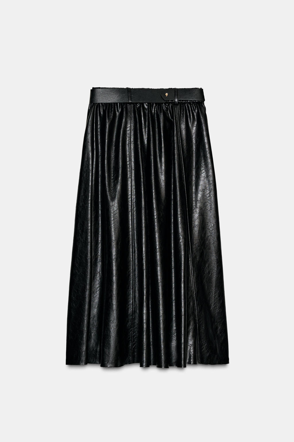 FAUX LEATHER CAPE MIDI SKIRT WITH BELT - Zara фото 7