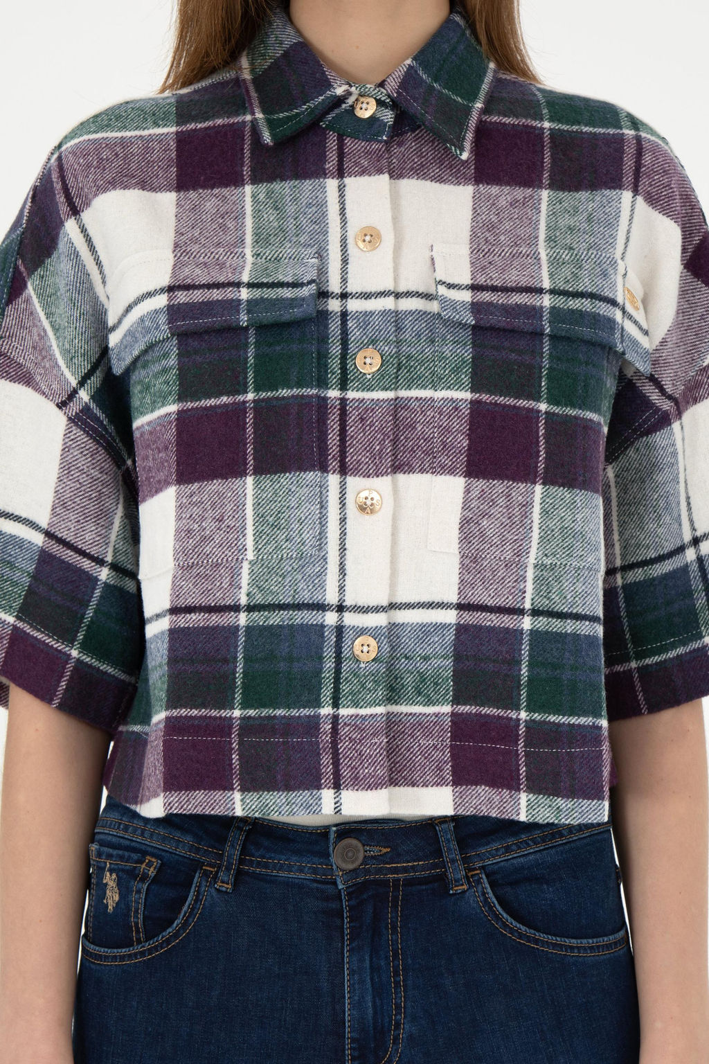 Женская фиолетовая рубашка с длинным рукавом Неожиданная скидка в корзине - U.s. polo assn фото 6