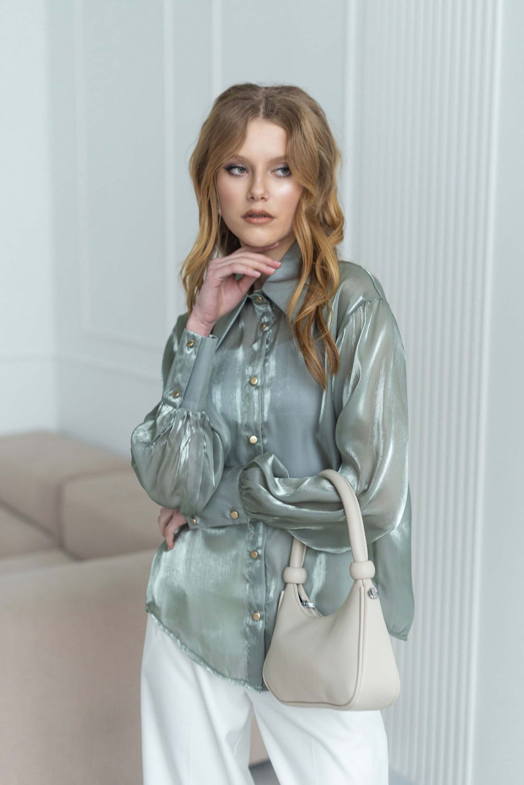 Блузка Стилва (оливковый) - Nadi bordo фото 7