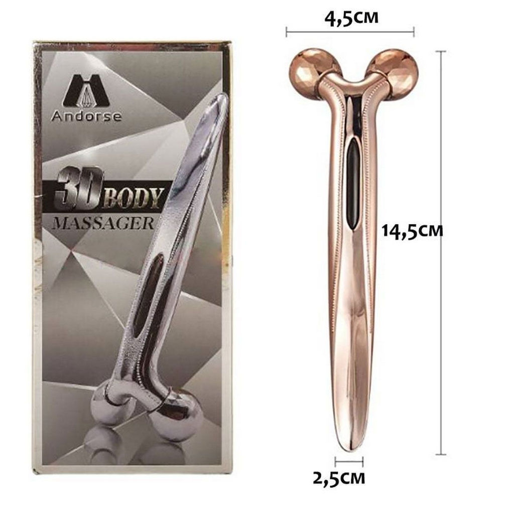 Nail Art Роликовый лифтинг-массажер для лица и тела / 3D Body Massager Andorse, серебристый  фото 3