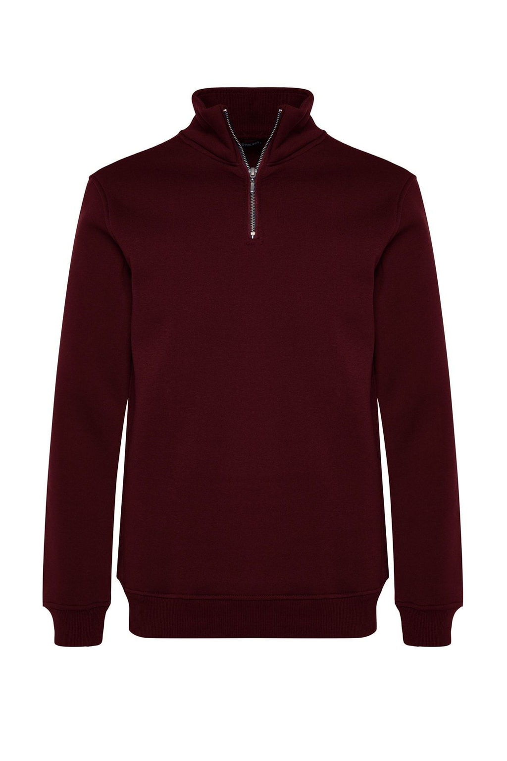 Bordo Regular/Normal Kesim Dik Yaka Fermuarl? Ici Polar/S?cak Tutan Basic Sweatshirt TMNAW24SW00041