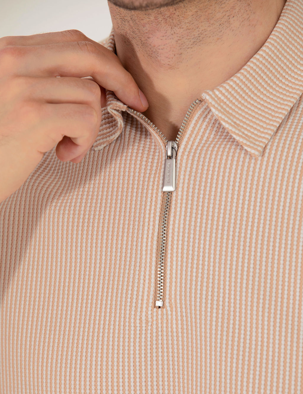 Bej Slim Fit Fermuarl_ Polo Yaka Ti__rt