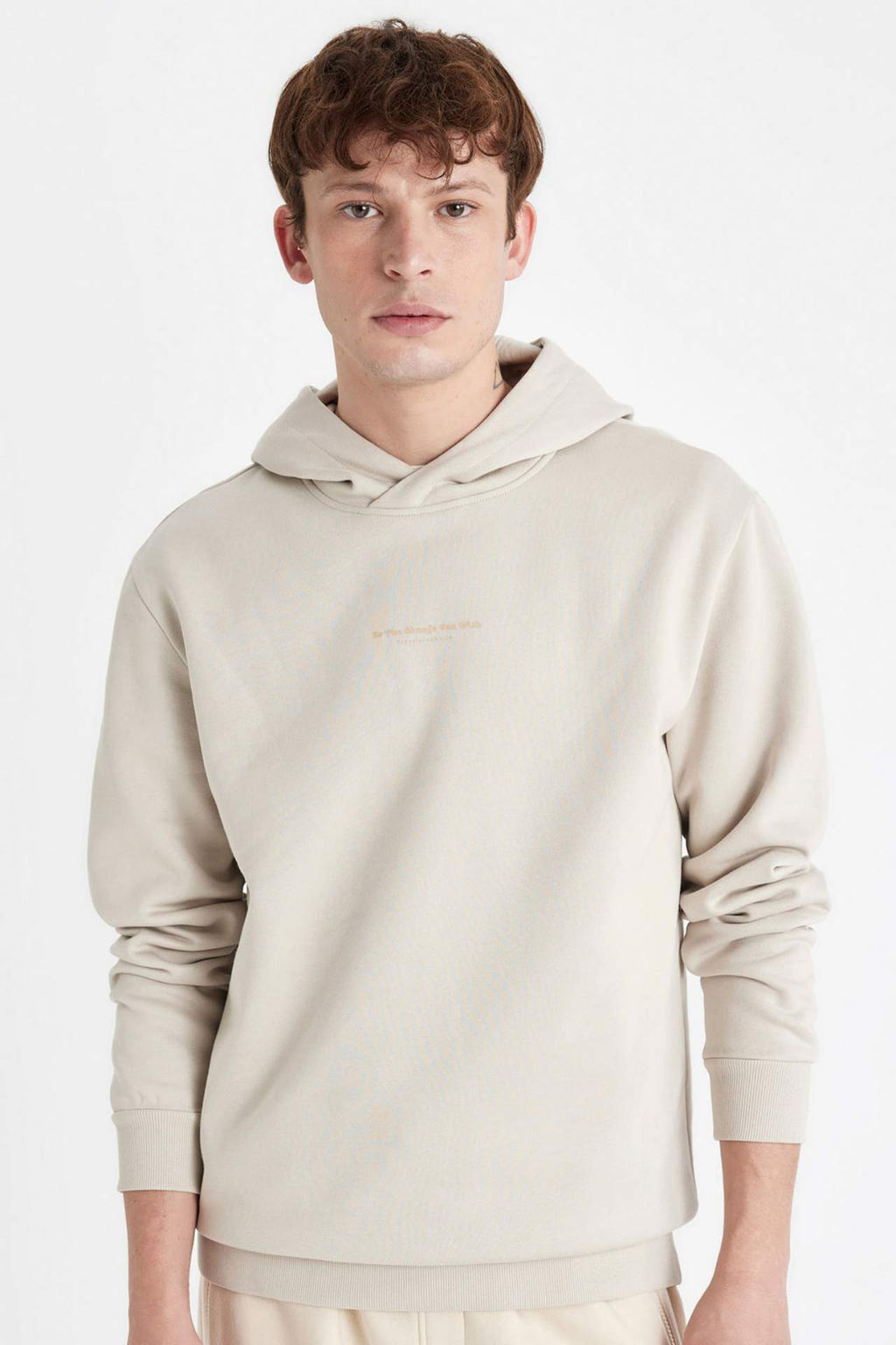 Regular Fit Kapusonlu Bask?l? Sweatshirt - Defacto фото 2