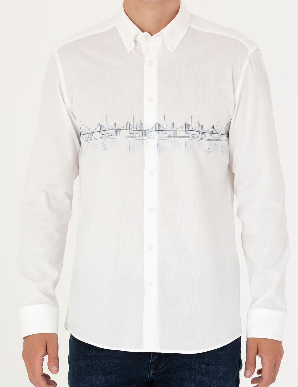 Koyu Mavi Slim Fit Uzun Kollu G_mlek