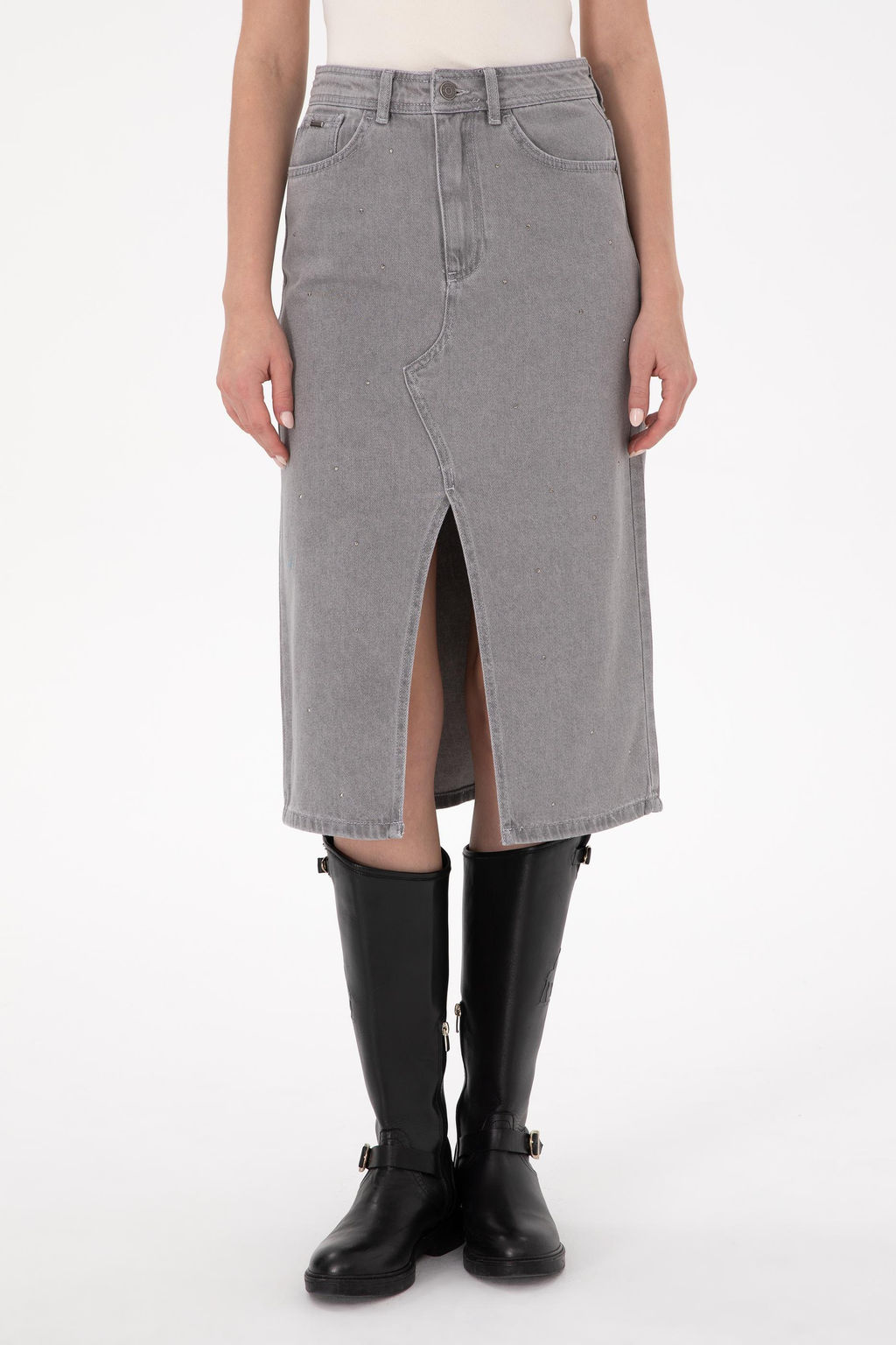 Женская серая джинсовая юбка Неожиданная скидка в корзине - U.s. polo assn фото 2