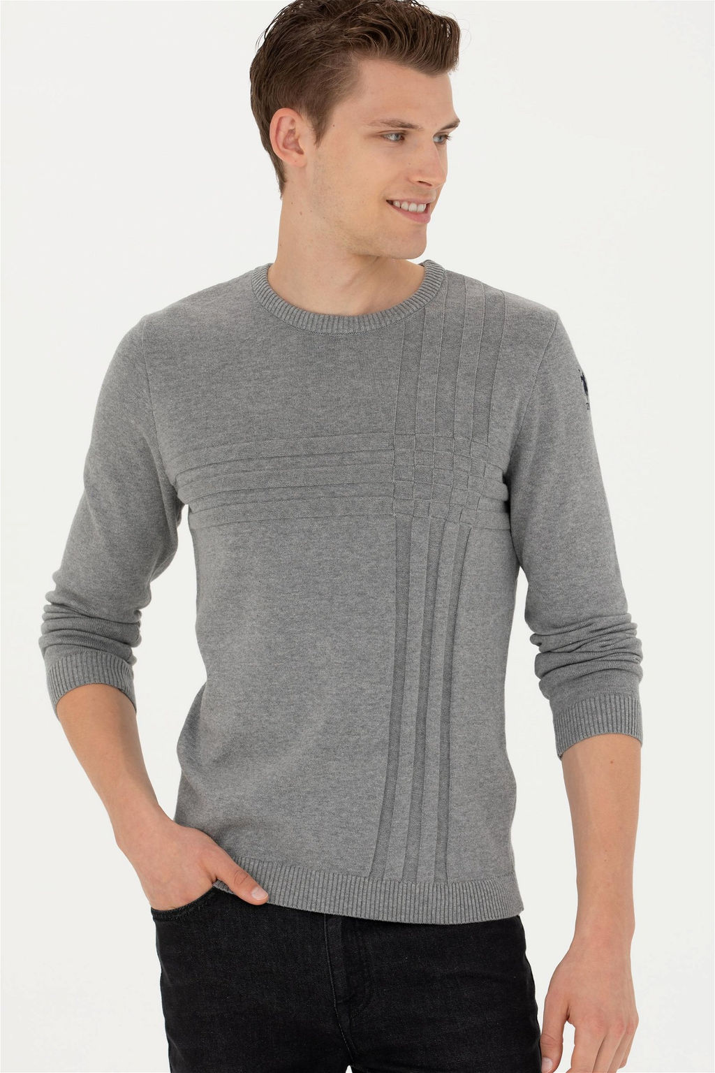 Мужской серый меланжевый свитер - U.s. polo assn фото 10