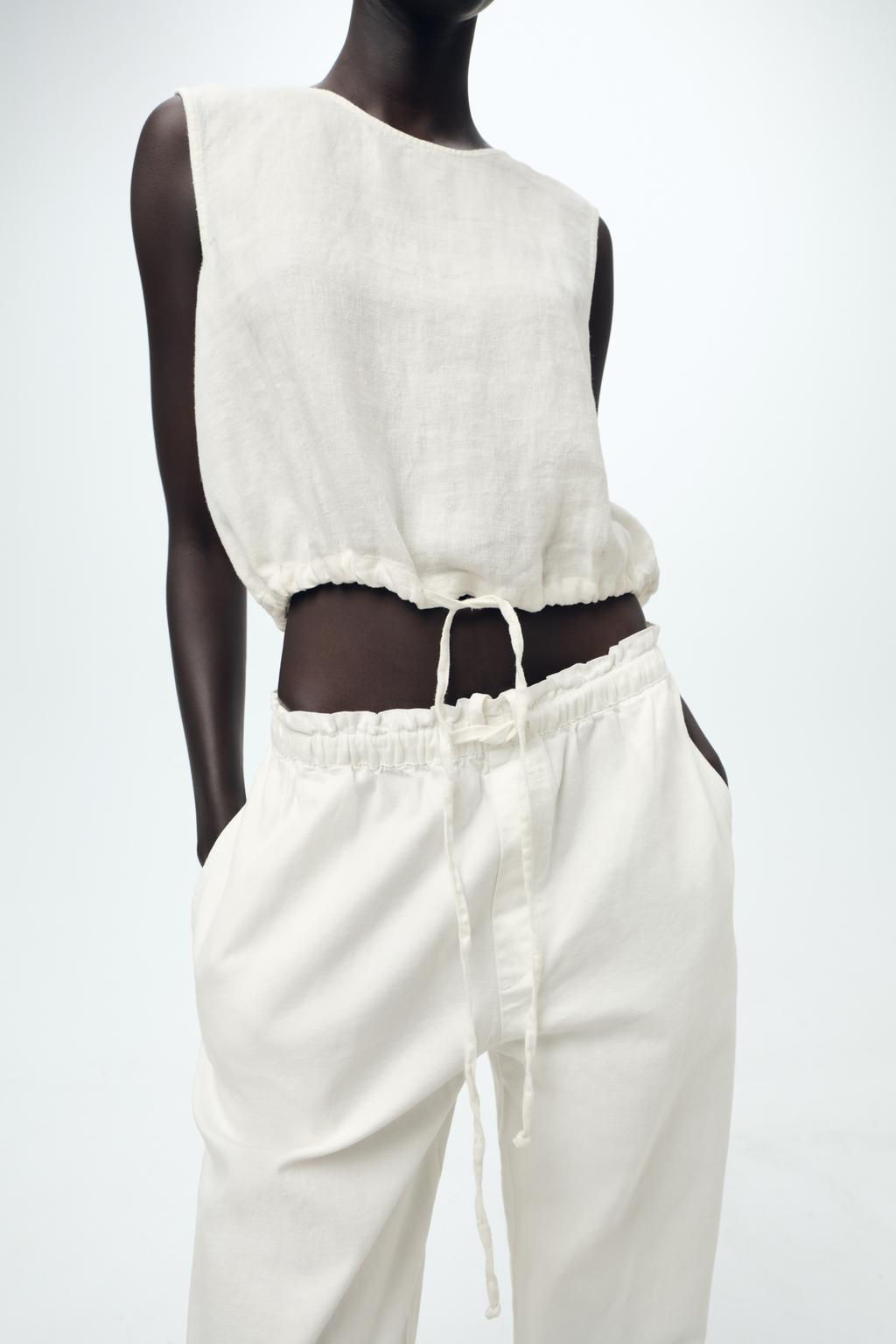 ZW COLLECTION 100% LINEN TOP WITH TIES - Zara фото 17