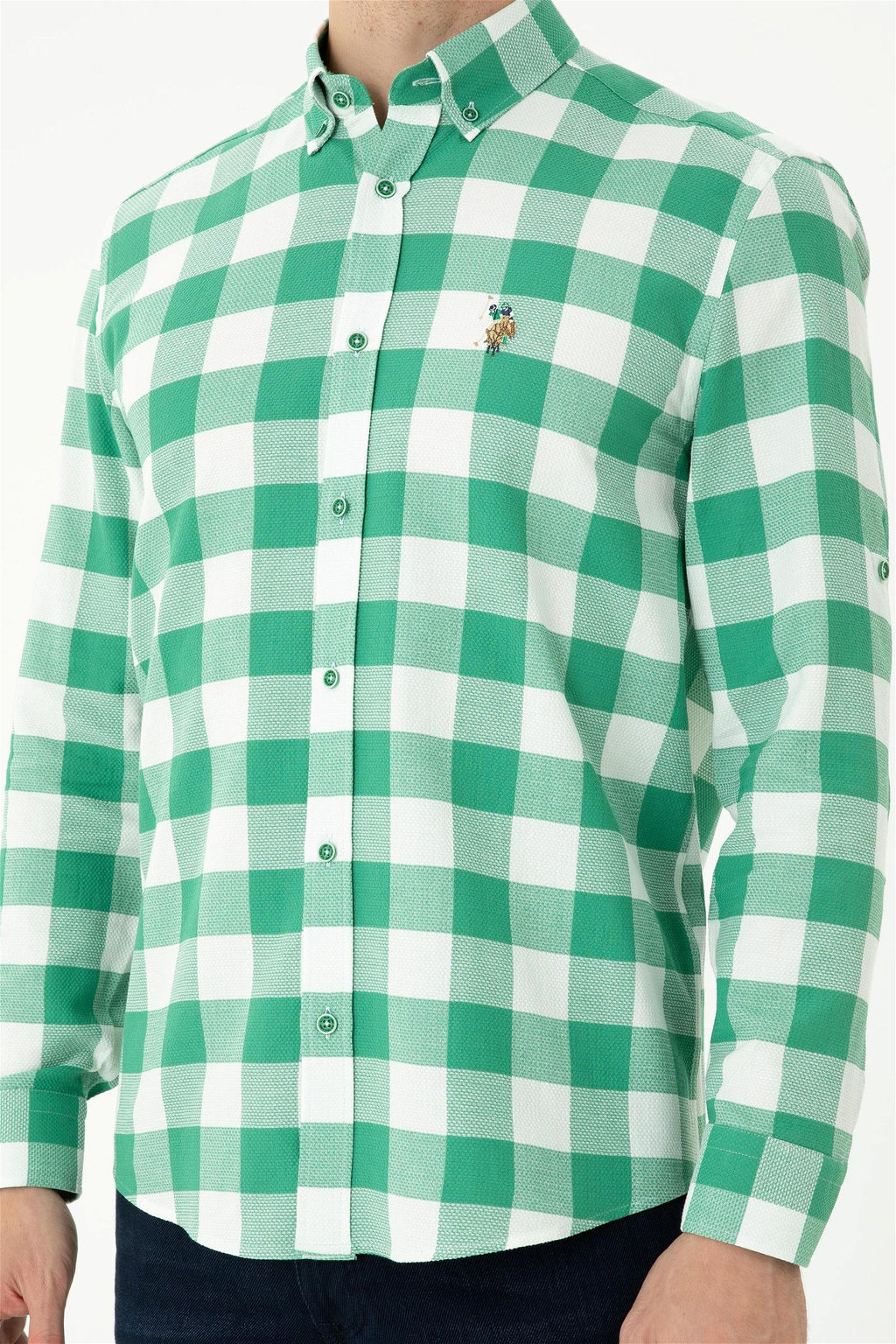 Мужская зеленая рубашка с длинным рукавом - U.s. polo assn фото 6