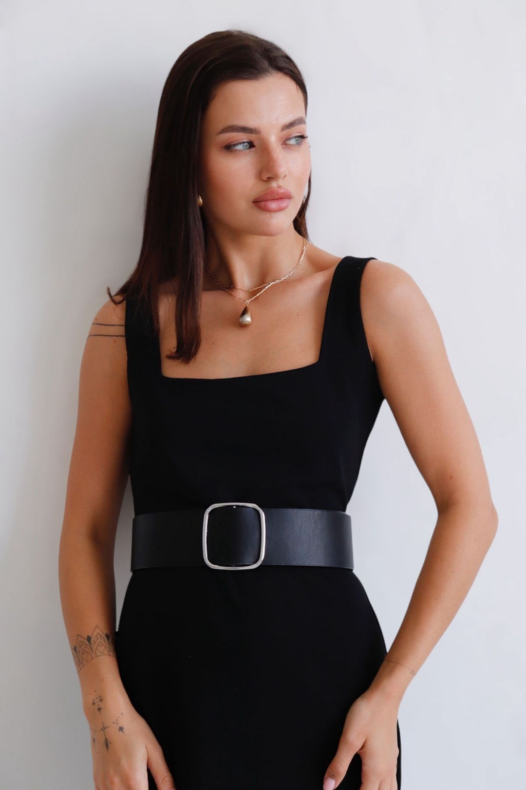 Платье с вырезом каре чёрное - Martichelli фото 11