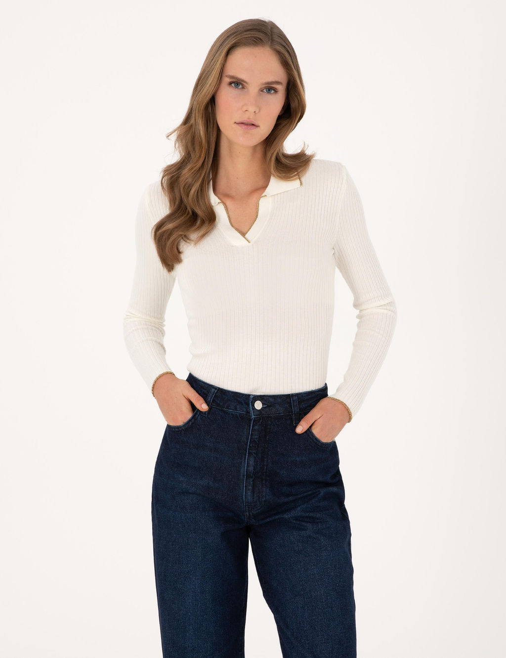 Ekru Slim Fit Kazak