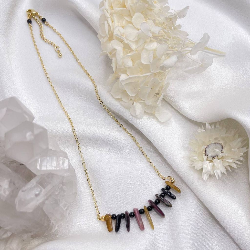 Колье на цепочке с Турмалином микс 43 см +