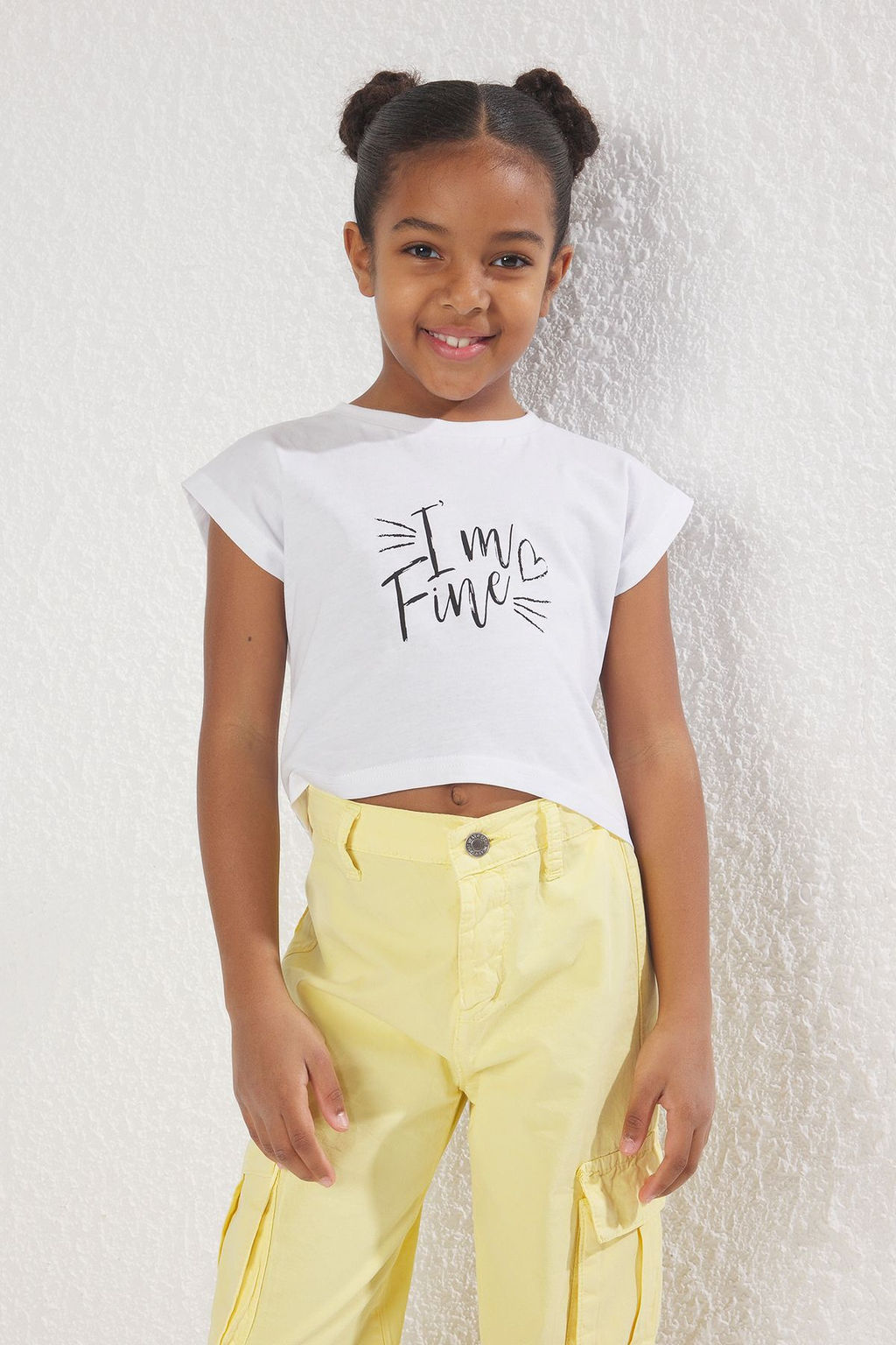 Siyah-Beyaz 2li K?z Cocuk %100 Pamuk OVersize/Genis Kal?p K?sa Kol Orme T-Shirt TKDSS25TS00015 - Trendyolmilla фото 2