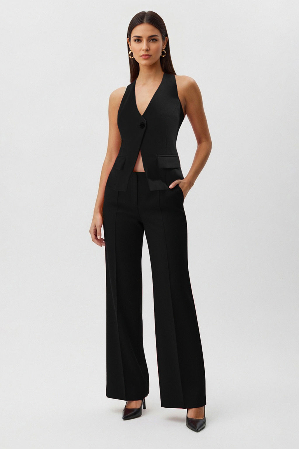 Trendyolmilla K?rm?z? Regular Regular Halter Yaka Tek Dugmeli Yelek TWOSS25YE00087 фото 9