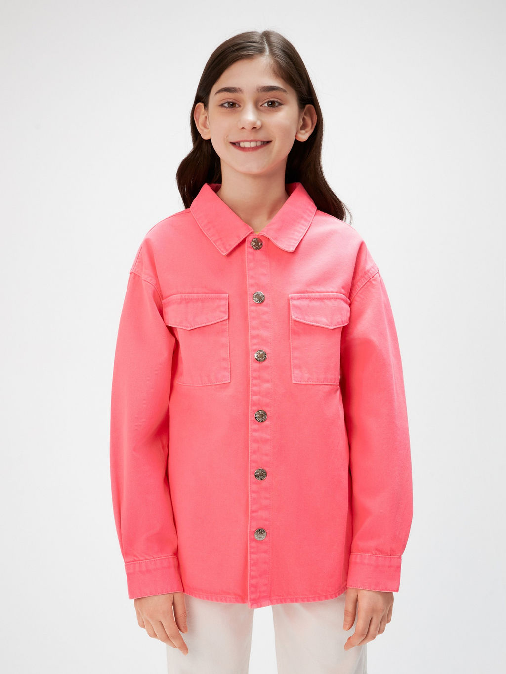 ACOOLA / Куртка джинсовая детская для девочек Rattata неоновый розовый